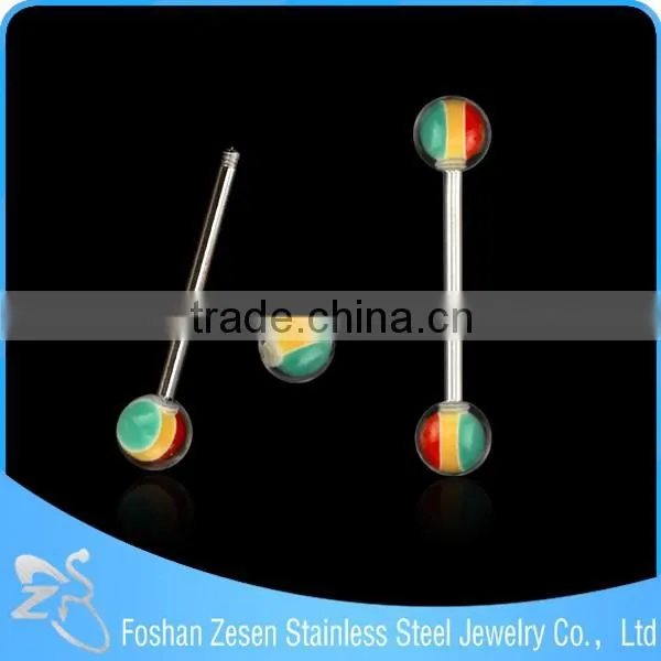 Rainbow Color Ball Barbell Tongue Rings Penis Tongue Piercing Jewelry