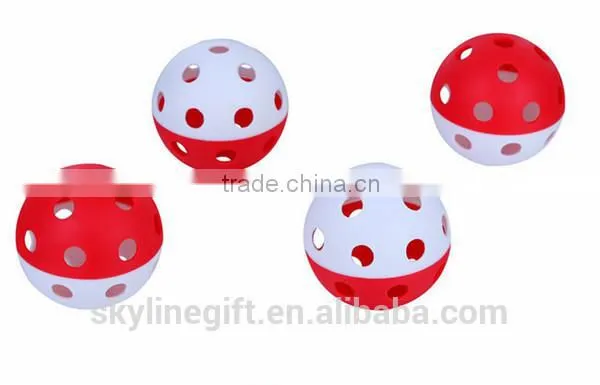 PP/PE/EVA plastic sports ball, wiffle sports ball with hole for promotional