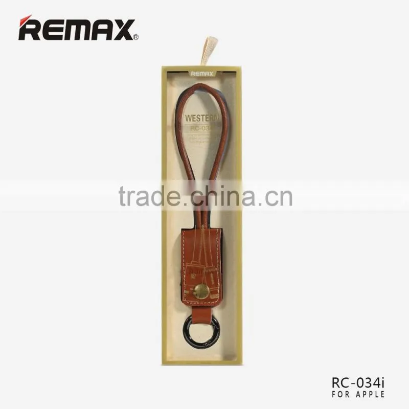 Remax RC-034i Genuine Leather Key Ring USB Cable for iPhone 6 6s Plus SE Cord Special Strap Design 32cm Cable For IOS TB-0389
