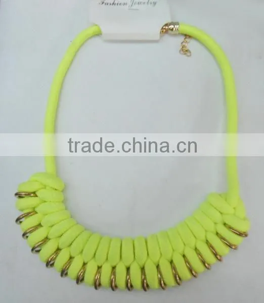 Rope braided neon colored necklace for 2015