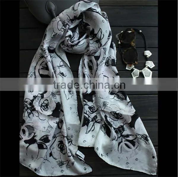 Factory price cheap gift silk chiffon custom printed scarf