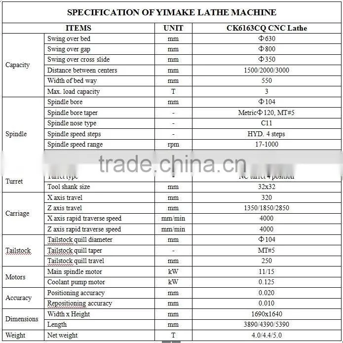 CK6163CQ Good Quality CNC Lathe Machine