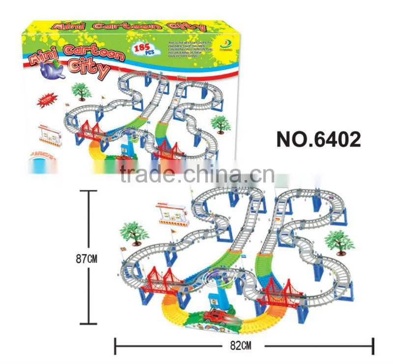 Plastic toy B/O railcar with music and light/ railway toy set 6401