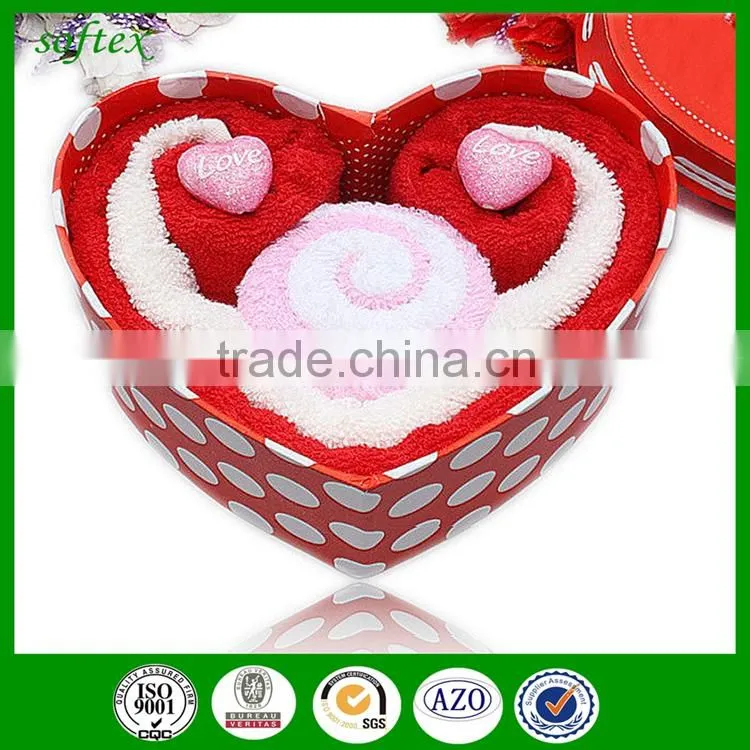 cotton sexy heart shaped towel cake wedding gift towel set