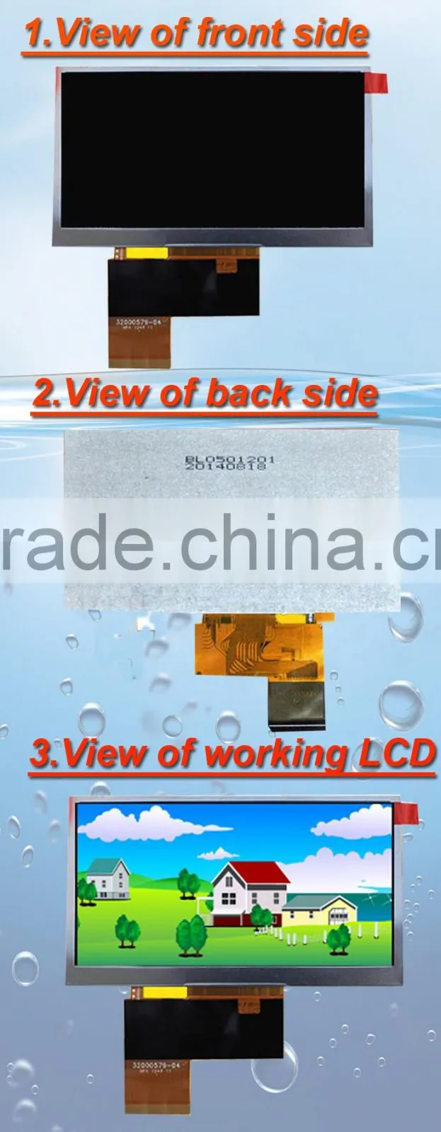 4.3inch 480*272 RGB interface landscape high brightness lcd display