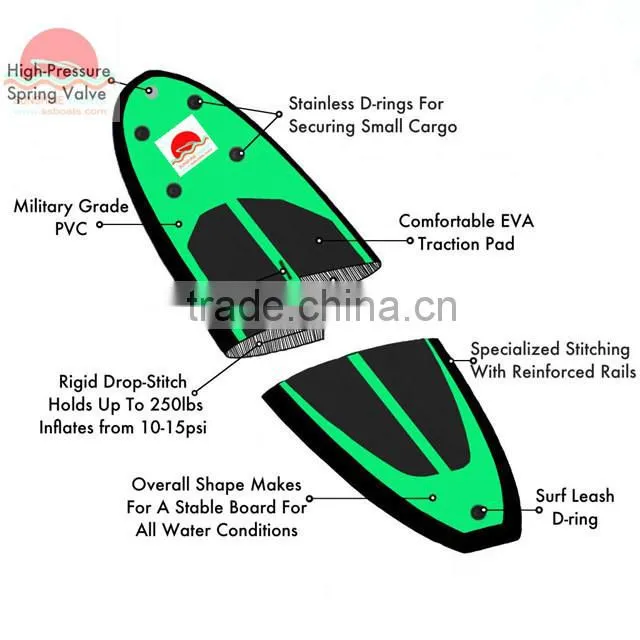 11' long 30''width 4''thickness 2014 Sunshine Inflatable Rigid SUP Stand Up Paddle Board