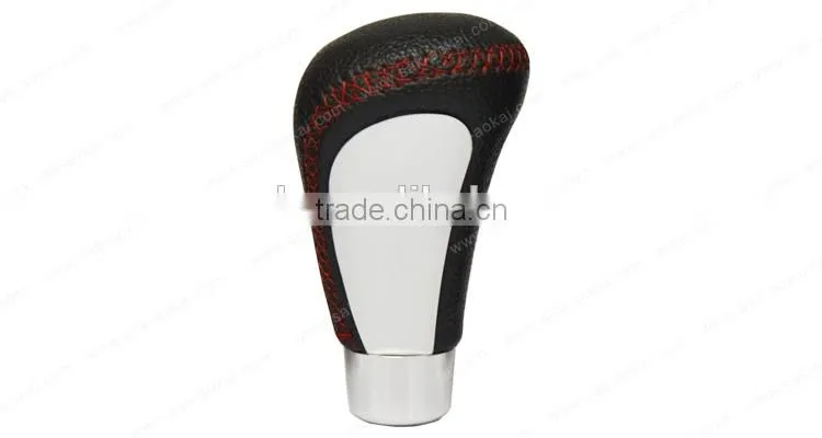 Manual Leather Car Gear Knob Red Stitching Universal