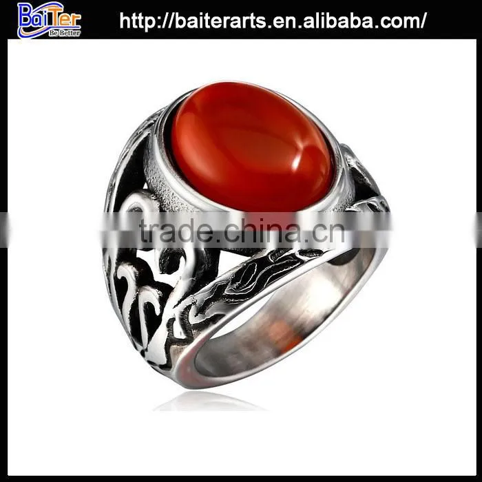 Popular antique titanium lion head ring , stainless steel ring with lion head