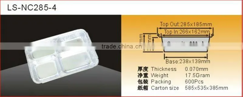 4comparts aluminum foil container