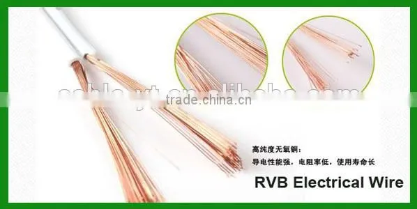 Cheap Flexible Cu/ PVC Flat Twin Core Wire, RVB Electrical Wire