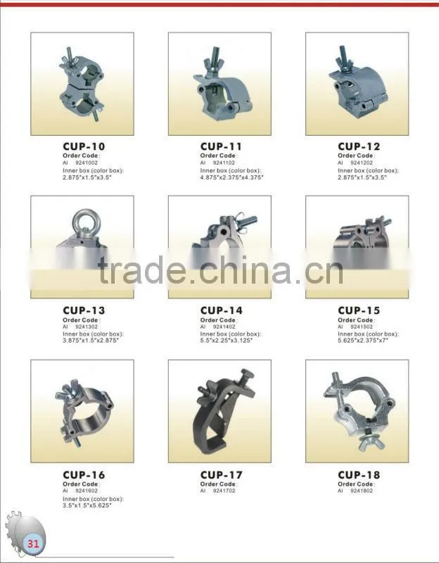 Hook clamp for tube 16 to 20mm suitable for stage light safety hook