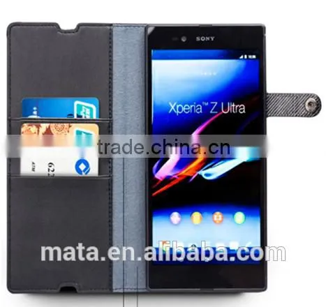 Business Style Insert Card Slot Genuine Leather Case For Sony L36H