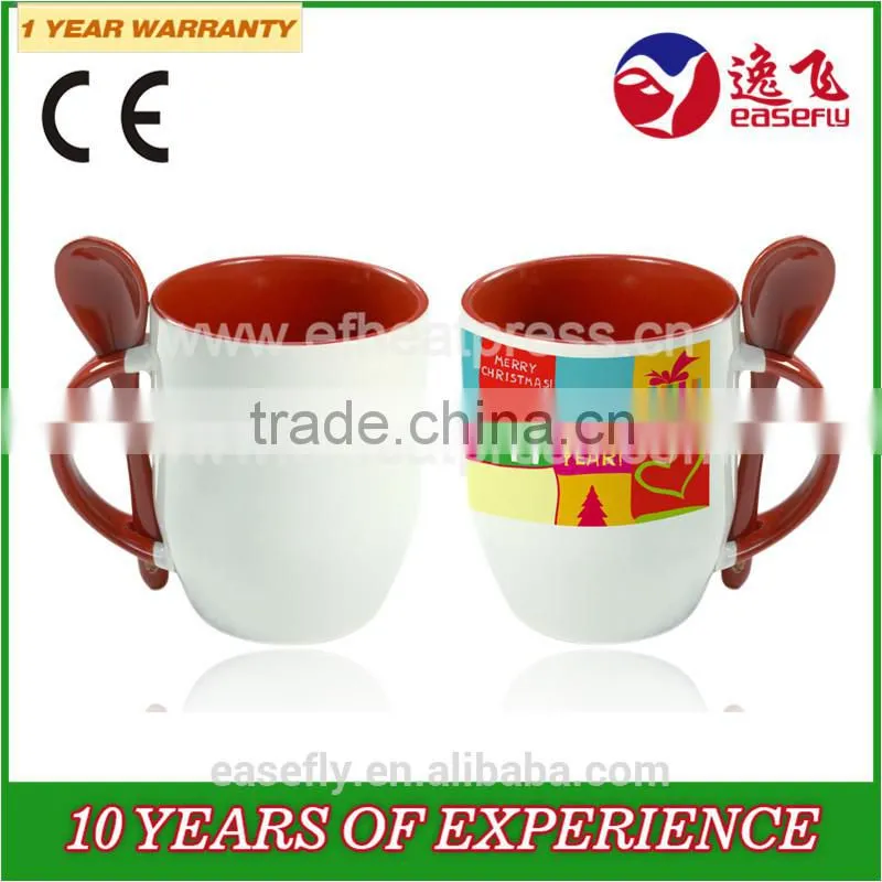 11oz dual color inserted spoon cup, sublimation coffee mug, sublimation milk mug