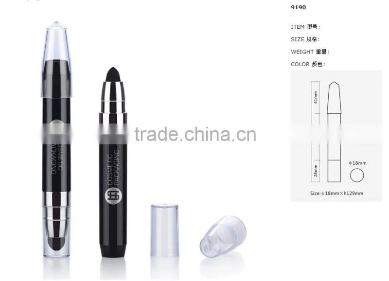 2016 unique design empty double end cosmetic eyesahdow tube pen
