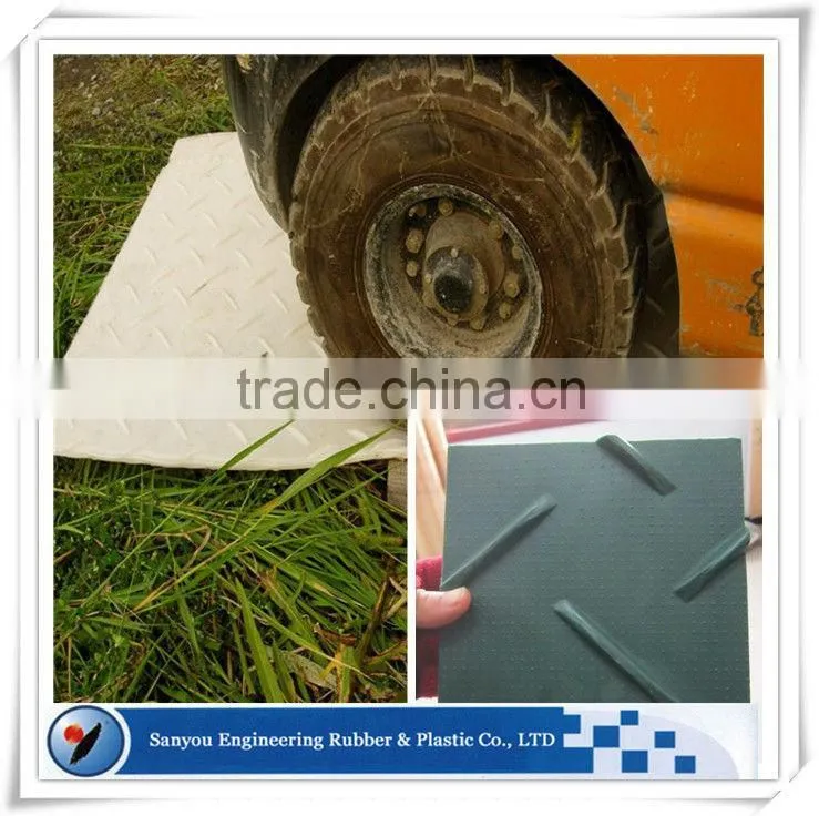 PE ground protection mat blue and white plates