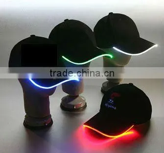 patent fiber optic LED flashing light caps and hats