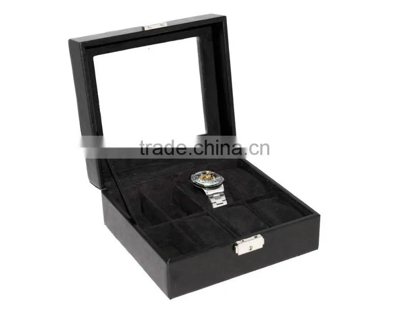 Exquisite Custom Makeing Black Pu Leather Watch Storage Box
