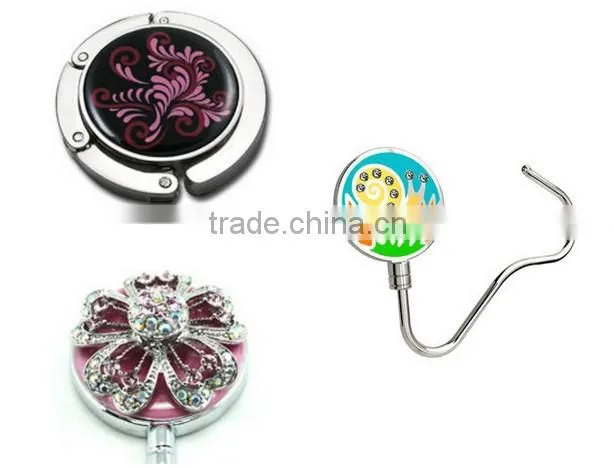 Custom Folding Purse Hanger with Epoxy Logo for Wholesale