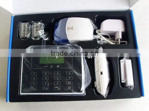 Dual Network PSTN GSM wireless sim card alarm system with touch keypad and wireless doorbell