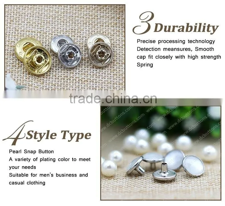 China manufacture metal button pearl cover snap button for suit