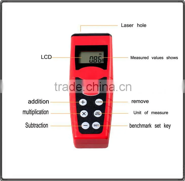Area Volume Range Finder Accuracy +/-1.5mm 60m/197ft Measurer Laser Distance Meter