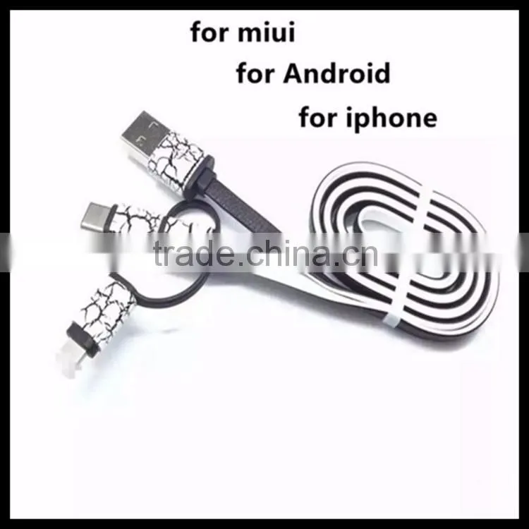 2016 Fashion Multi-function 3in1 Micro 5 iOS 8 Type-C Data usb Cable