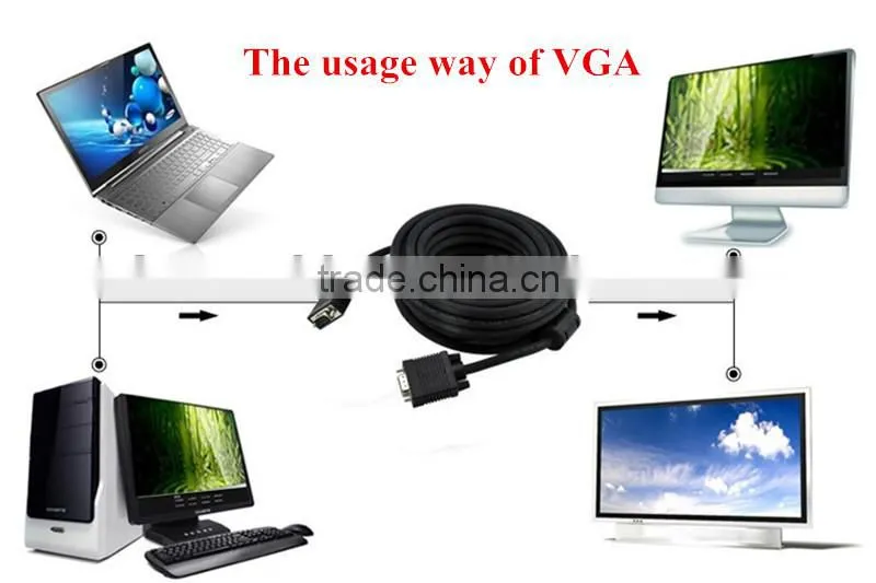 Original 15 pin copper material vga breakout cable