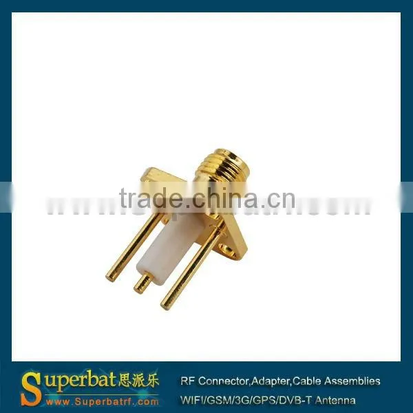 sma female rf connector adapter SMA 4 hole panel mount jack with long dielectric and solder post sma female panel mount