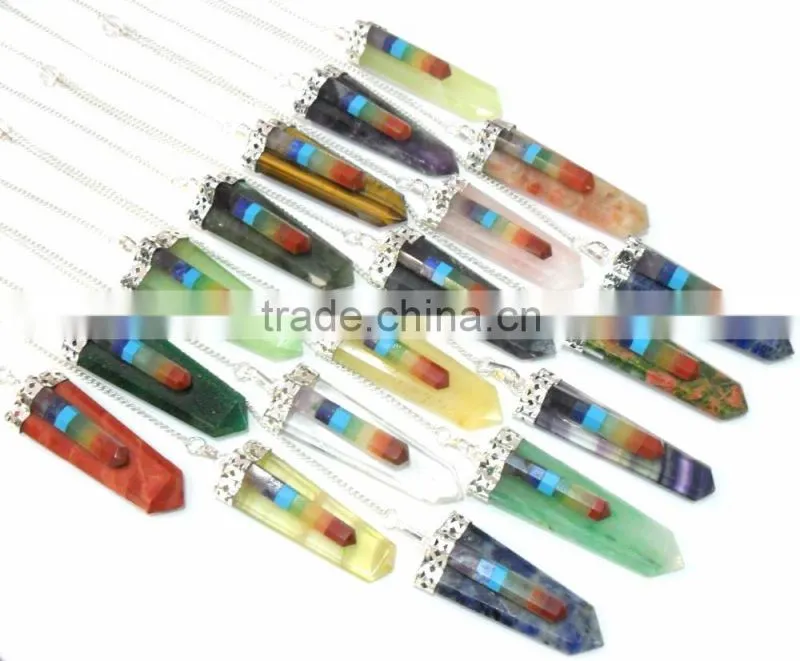 Mix Stone Merkaba Star Metal Cap Pendulum : Wholesale Merkaba Pendulum