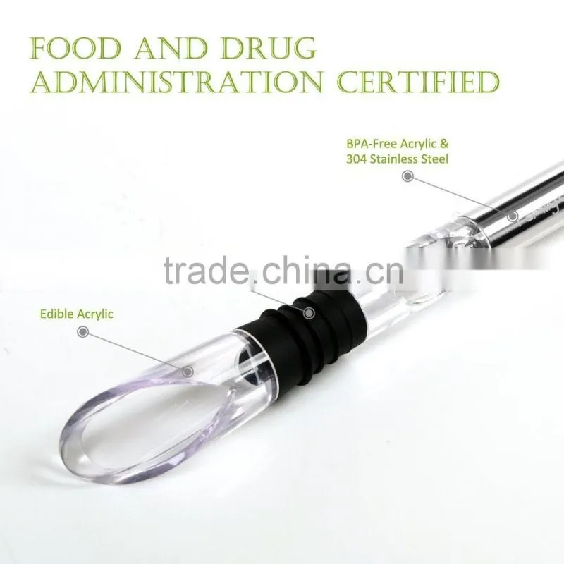 Wine Chiller Stick,Stainless Steel Chill Rod,All in One Pourer and Aerator - Best Choice For Wine Lovers' Gift