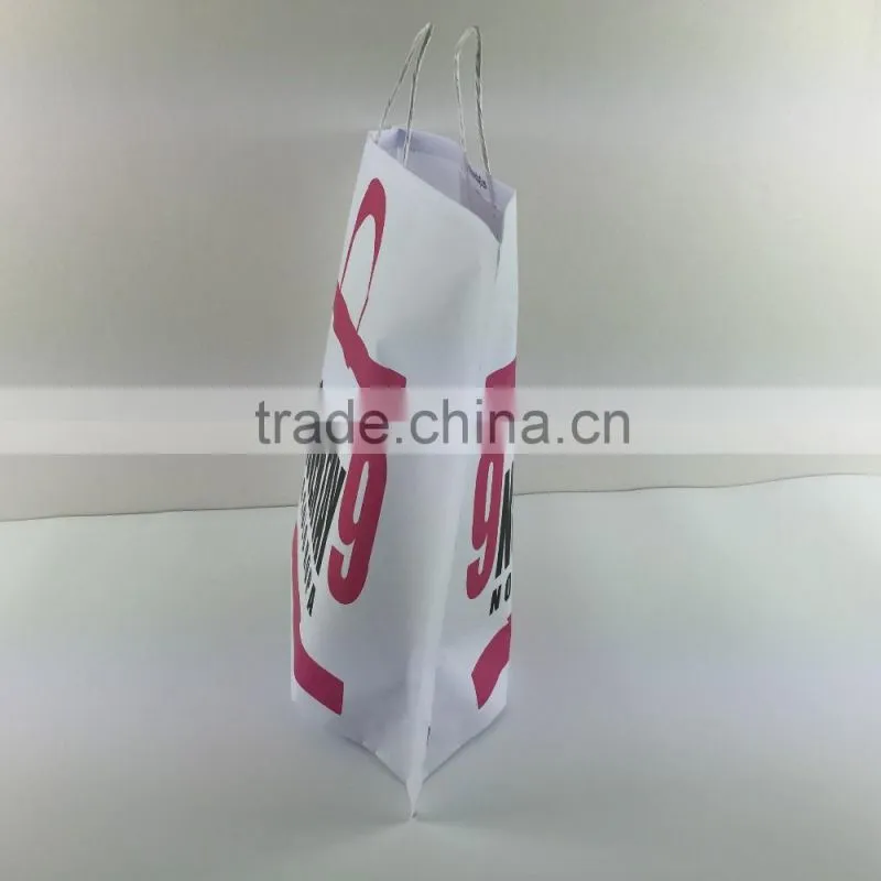 2016 new white kraft paper bag with twisted handles