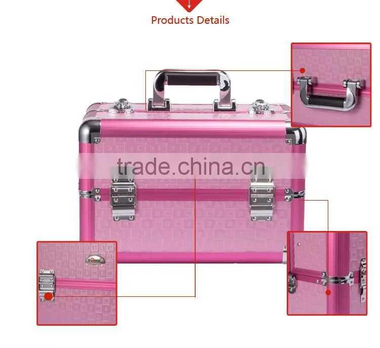 Factory Supply Hairdressing Aluminum Makeup Vanity Box With Lock