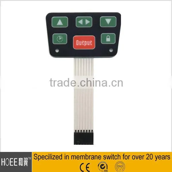 Custom matrix 6*1 membrane keypad 6 buttons remote controller application keypad