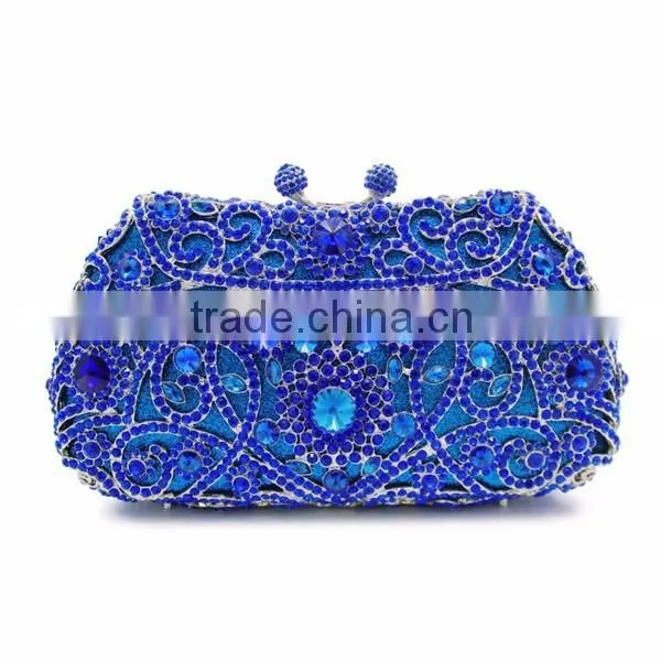 royal blue crystal box evening clutch bags rhinestone crystal clutch bag ladies wedding bags (8651A-B2)
