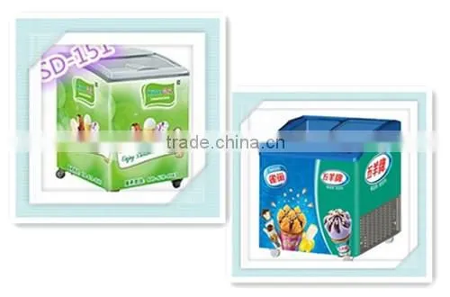 Top sliding glass door ,double door chest ice cream freezer.
