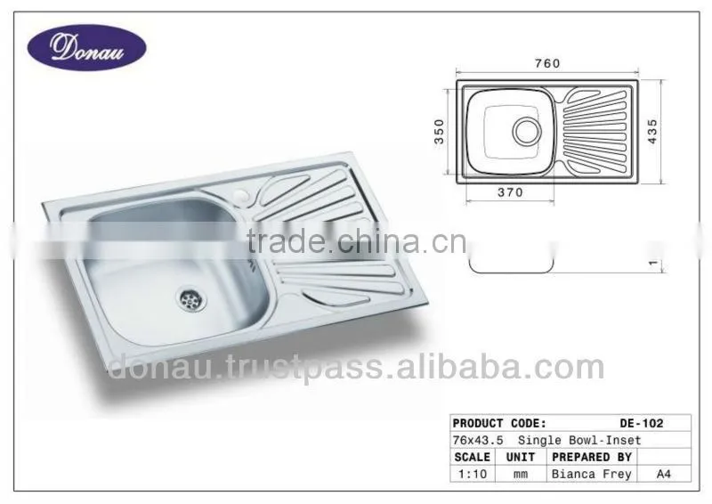 43,5x76 Linen Stainless Steel Kitchen Sink (DE102)