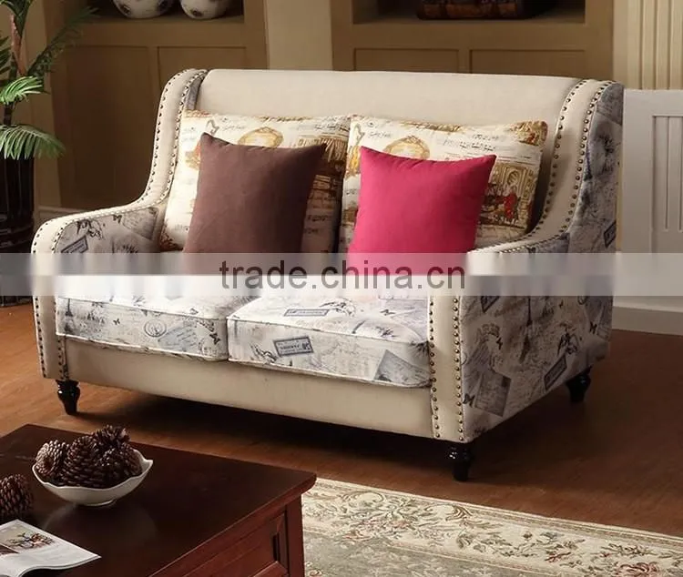 modern nordic style assorted color wooden legs fabric tufted sofa with rivet for living room furniture