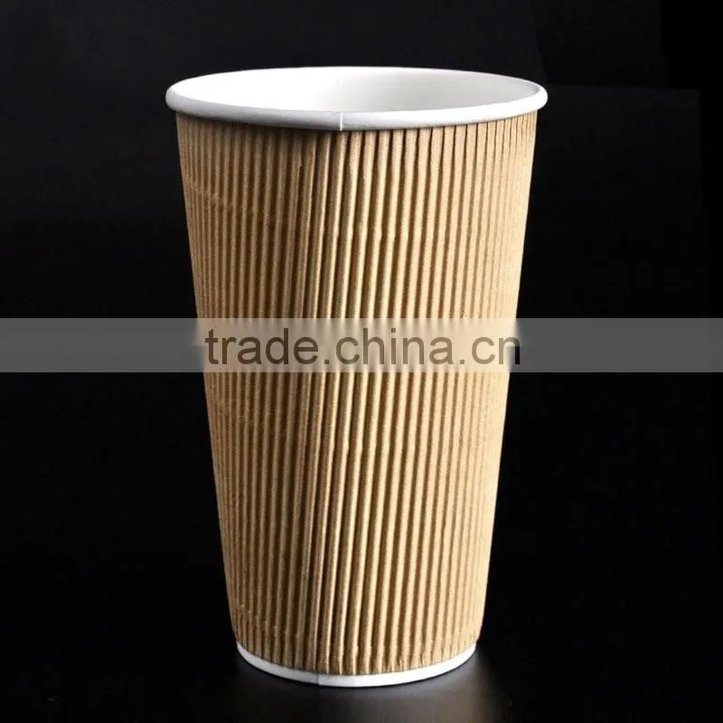 Logo Printed Disposable Custom Printed Ripple Wall Hot Coffee Paper Cup