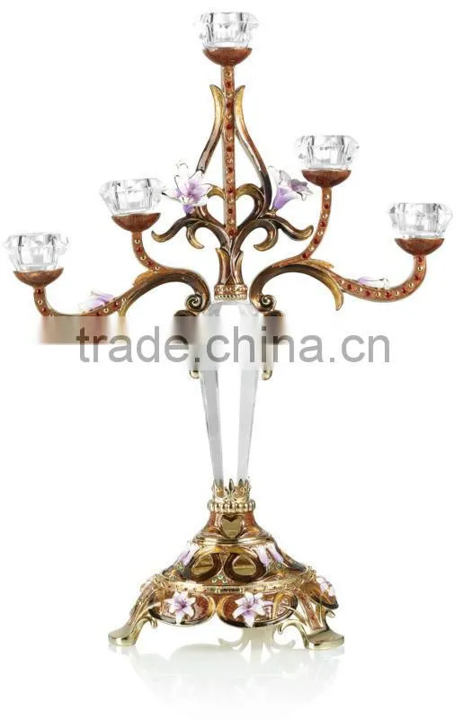 RORO Conjugal Felicity lily enamel crystal glass candle holder