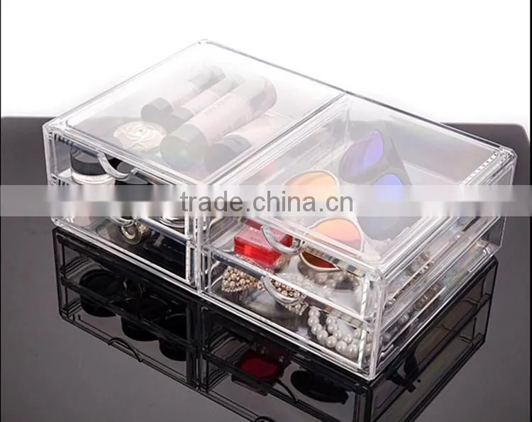 Hot selling customized OEM ODM accepted acrylic cosmetic storage box with drawers