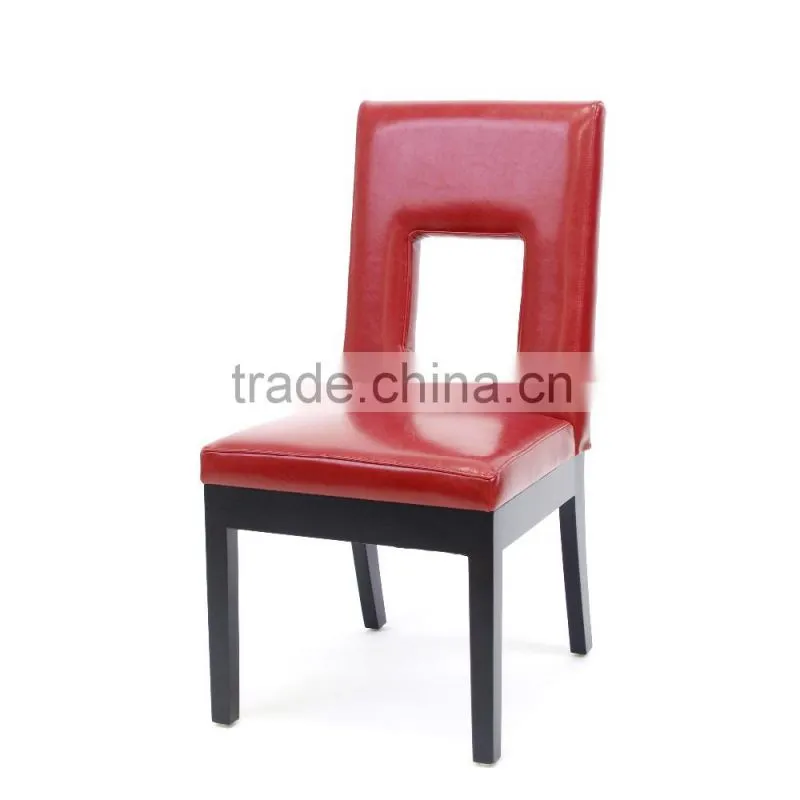 New design faux office work oak high back wooden chair with leather red bar seat