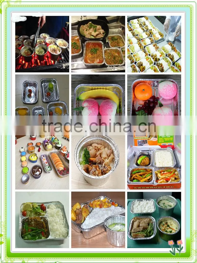 Disposable 3 compartments Aluminum Foil Food tray with lid
