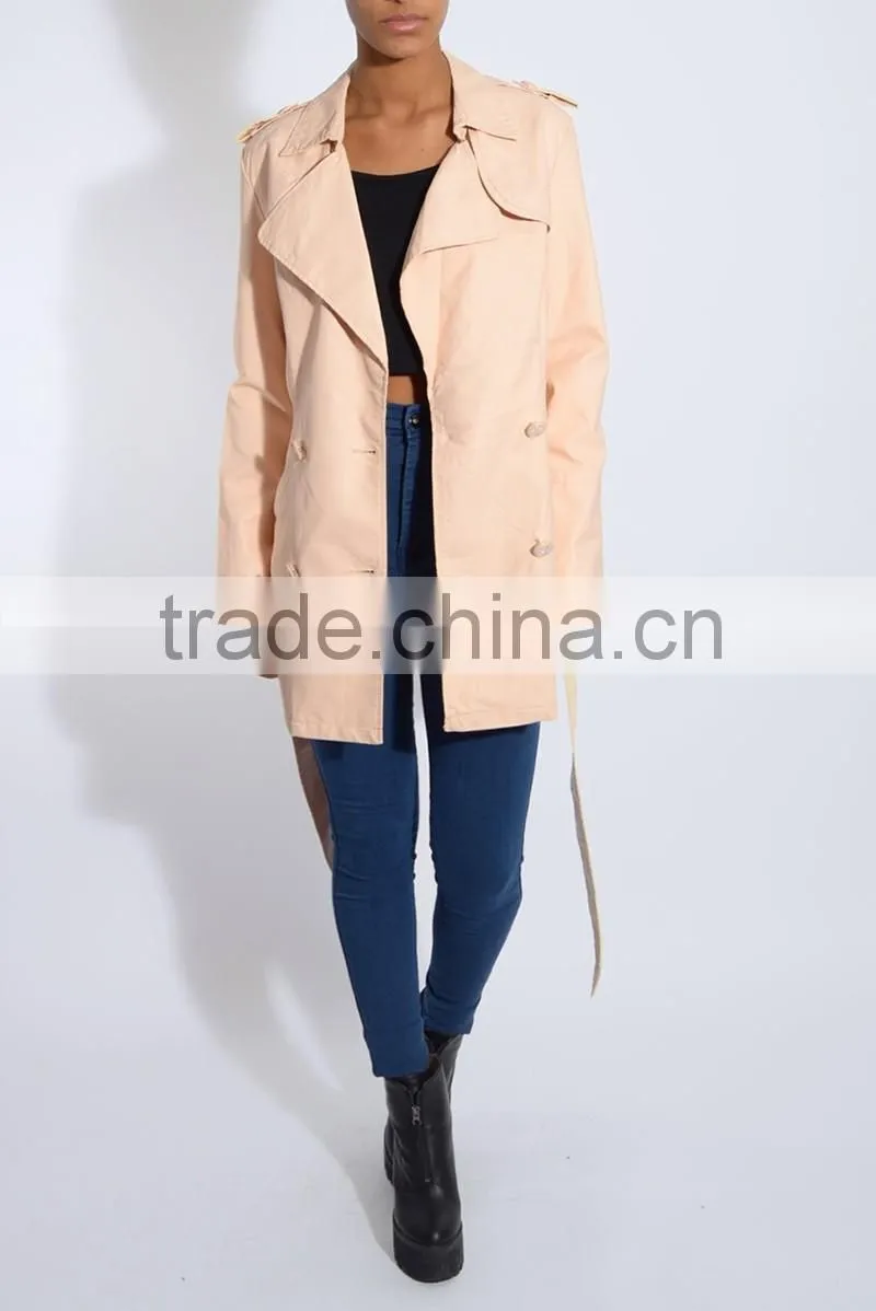 High quality belt waist new model design wind coat