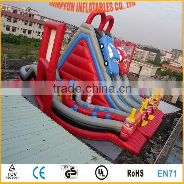 Inflatable obstacle course and slide for commercial inflatable bounce playground