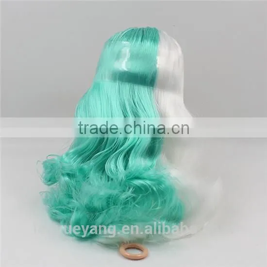 New arrival blue and white deep wavy neo blythe doll wigs