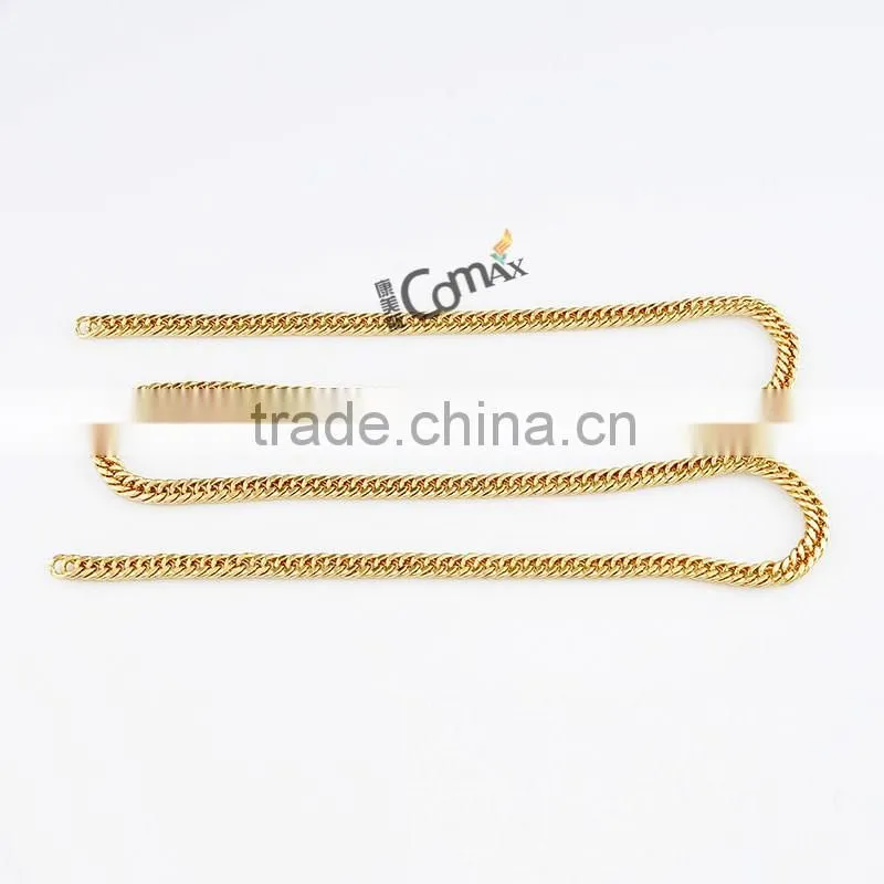 Fashion Yellow Gold Flat Tote Metal Handbag Chains Straps Purse Handle