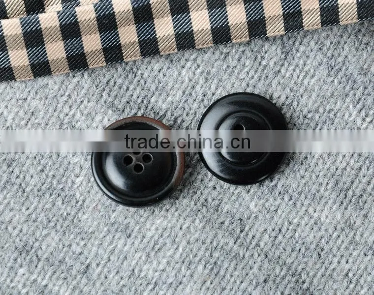 4 Holes Black Burnt Natural Corozo Nut Button for Top Class Men's Suit with Border