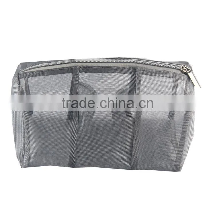high quality compartment mesh bag cosmetic bag, beauty bag with zipper