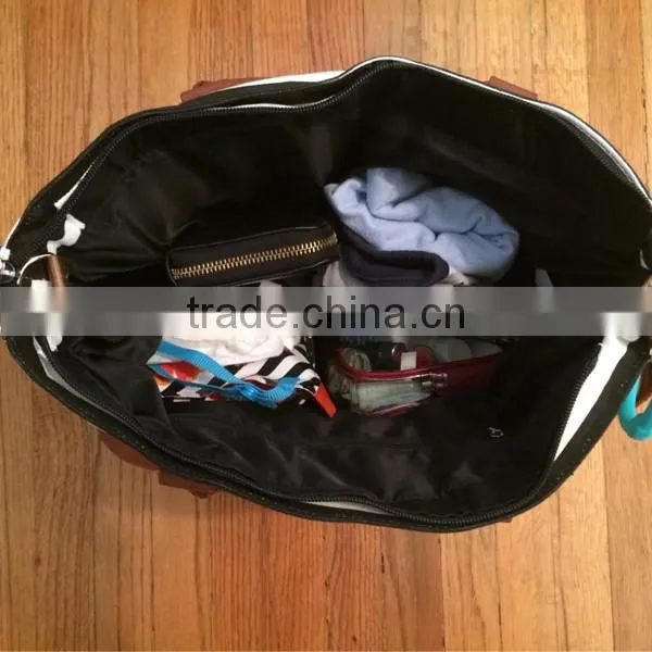 Black & White Stripe Cushioned Canvas Diaper Bag Mummy Bag Baby Diaper Bag