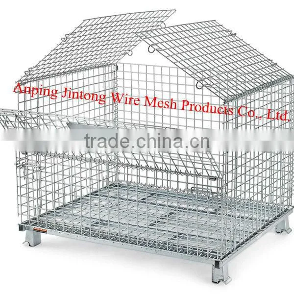 Galvanized Storage cage/wire mesh container/wearhouse cage-foldable